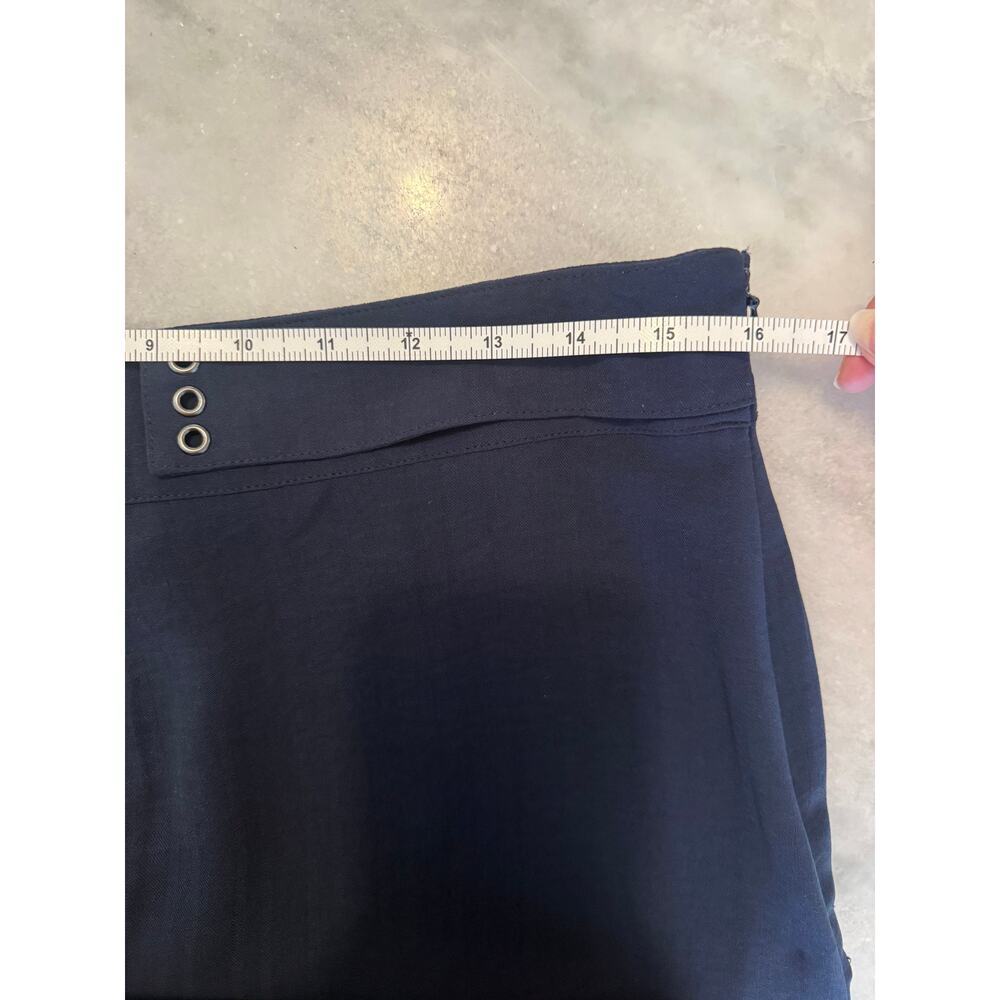 BCBGeneration Navy Wide Leg Palazzo Pants High Rise Minimalist Flowy Trouser M - Picture 7 of 9